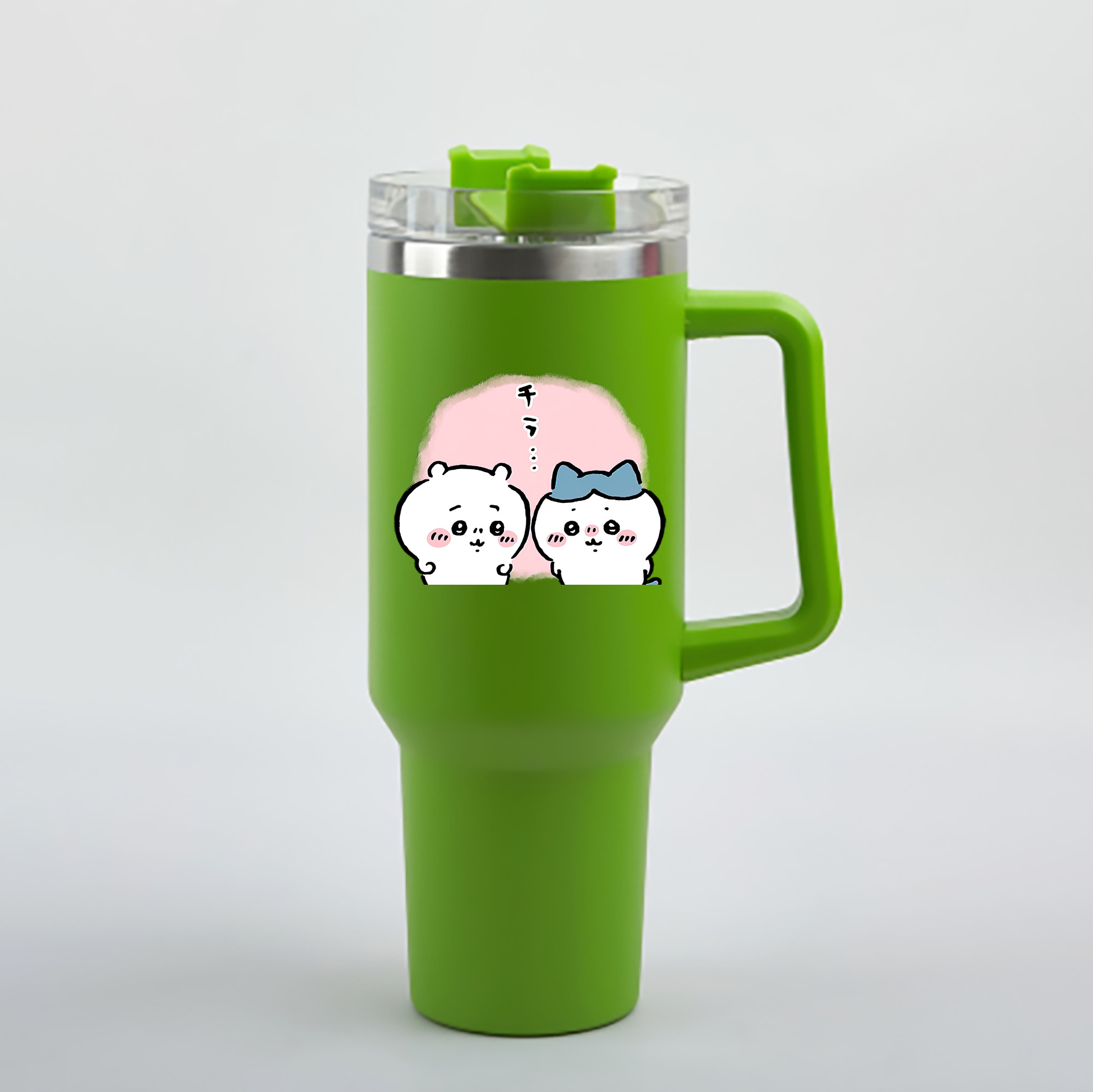 （画像用） ちいかわ ハチワレ Chii-kawa hachiware 1200mL車用タンブラー - クリスタルステッカー（プラスチックストロー付き）